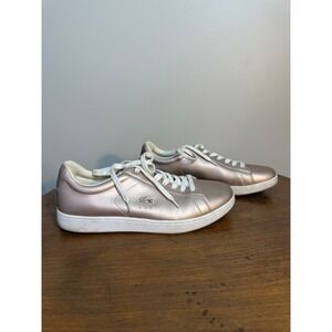 Lacoste Carnaby Evo 118 Rose Gold Metallic Leather‎ Lace Up Sneakers Women US 9